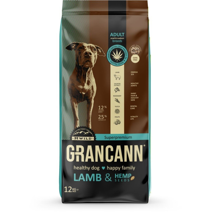 Grancann Lamb & Hemp seeds adult small & medium 12 kg