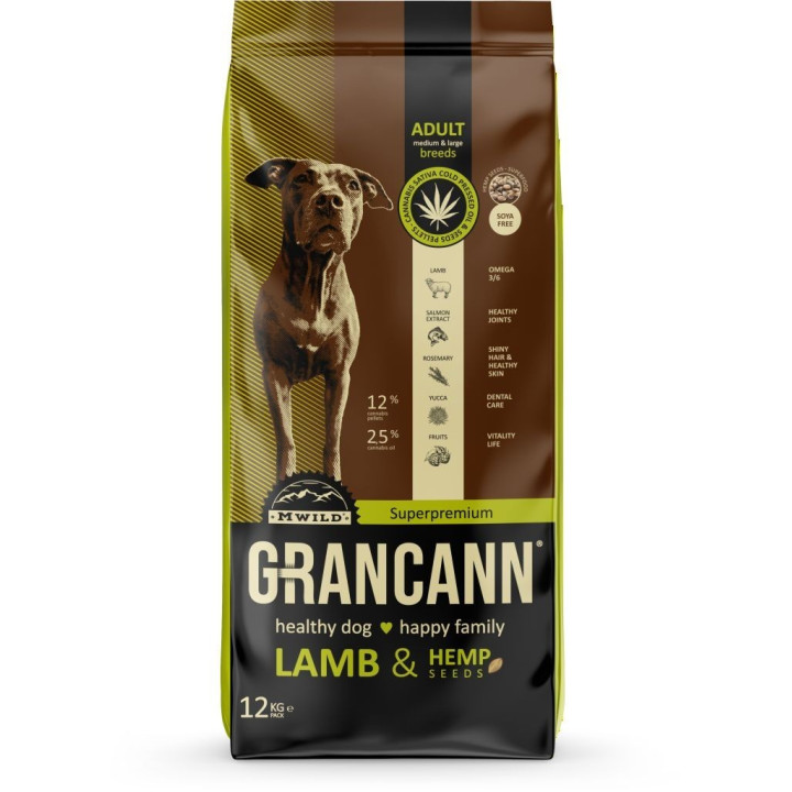 Grancann Lamb & Hemp seeds adult medium & large 12 kg