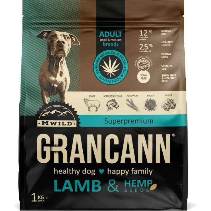 Grancann Lamb & Hemp seeds adult small & medium 1 kg