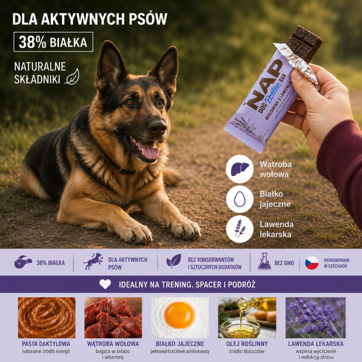 NAP Batonik Proteinowy dla Psa – Wołowina z Lawendą, 50 g