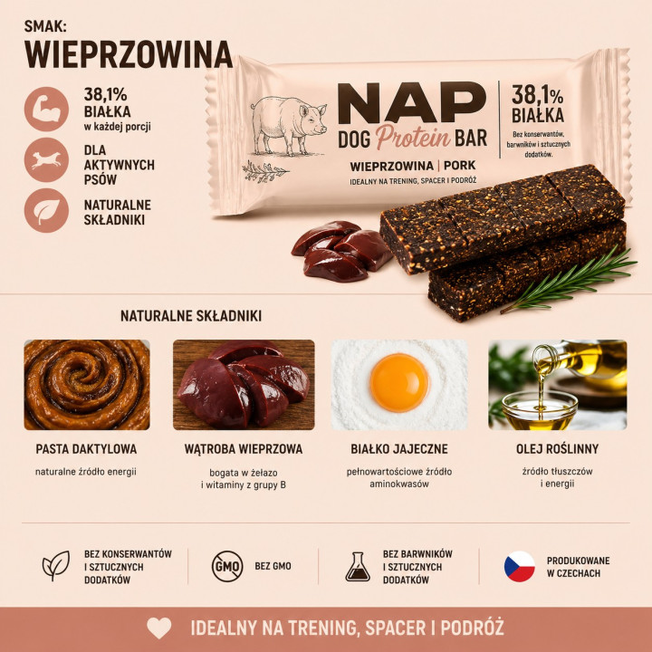 NAP Batonik Proteinowy dla Psa Wieprzowina 50 g