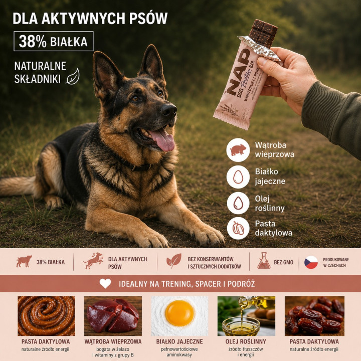NAP Batonik Proteinowy dla Psa Wieprzowina 50 g