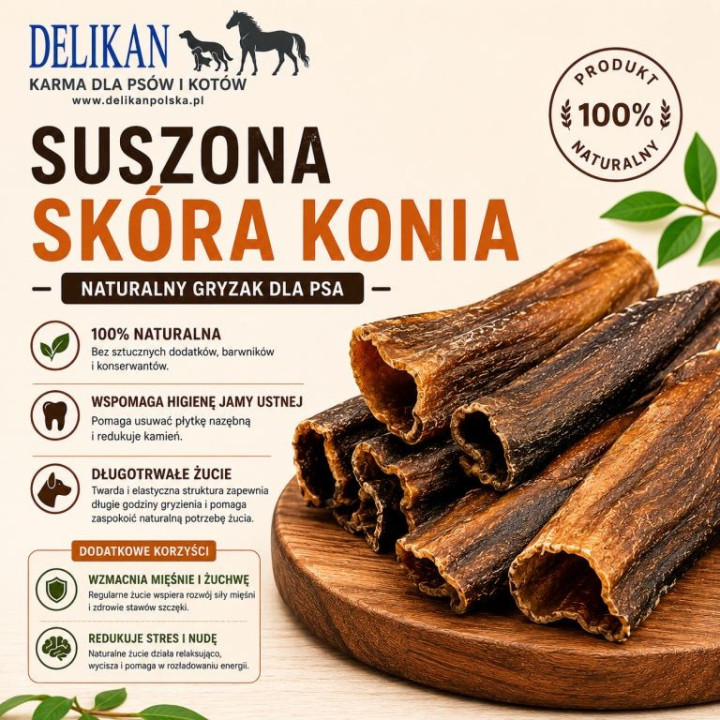 Skóra z konia  1 kg -  Naturalny Przysmak dla Psa