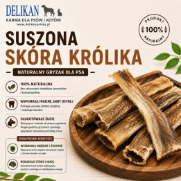 Skóra z Królika  1 kg -  Naturalny Przysmak dla Psa